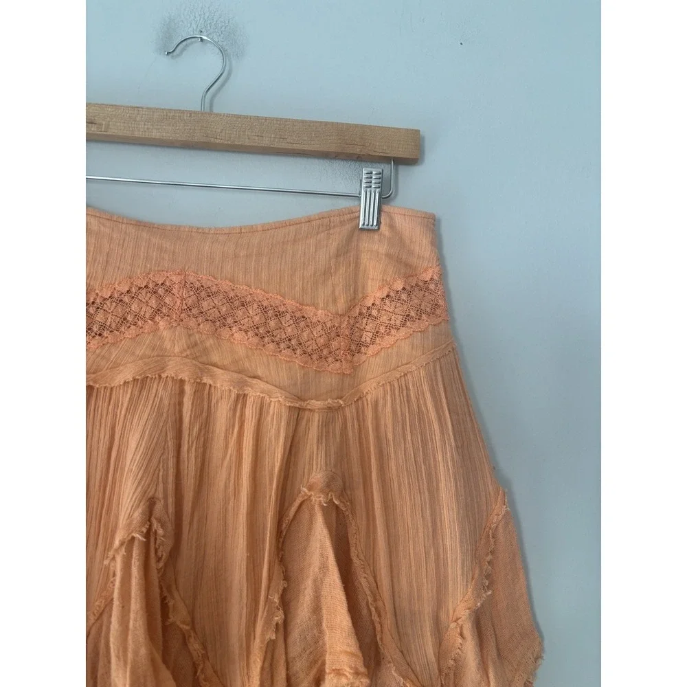 Free People Tattered Ruffle Handkerchief Lace Mini Skirt Boho Fairy Cottagecore